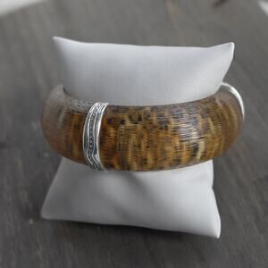 Brighton Trinity Leopard Bangle Bracelet Animal Print Acrylic Chunky 1" Retired